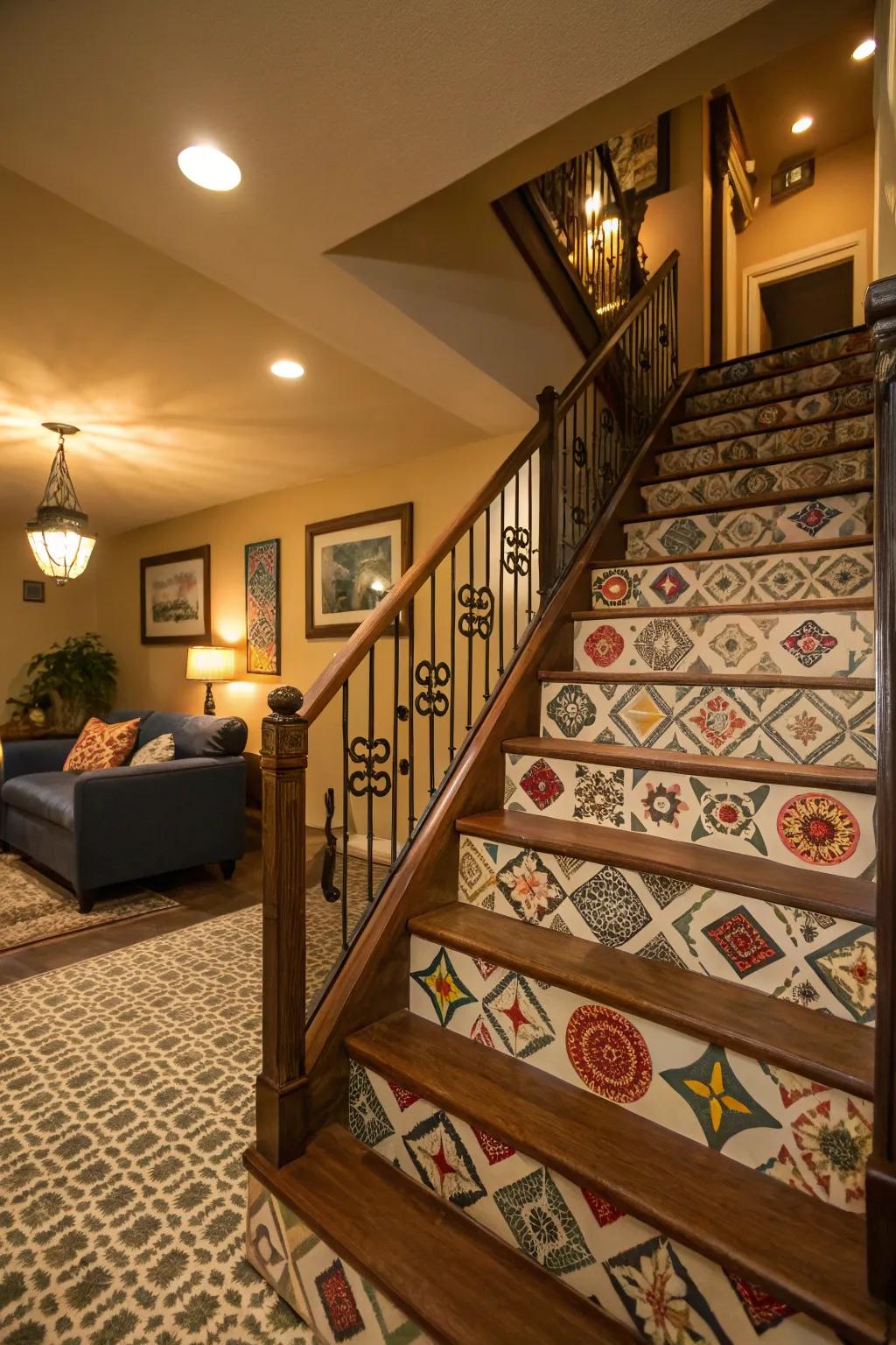Patterned railings inject a playful element into your staircase.