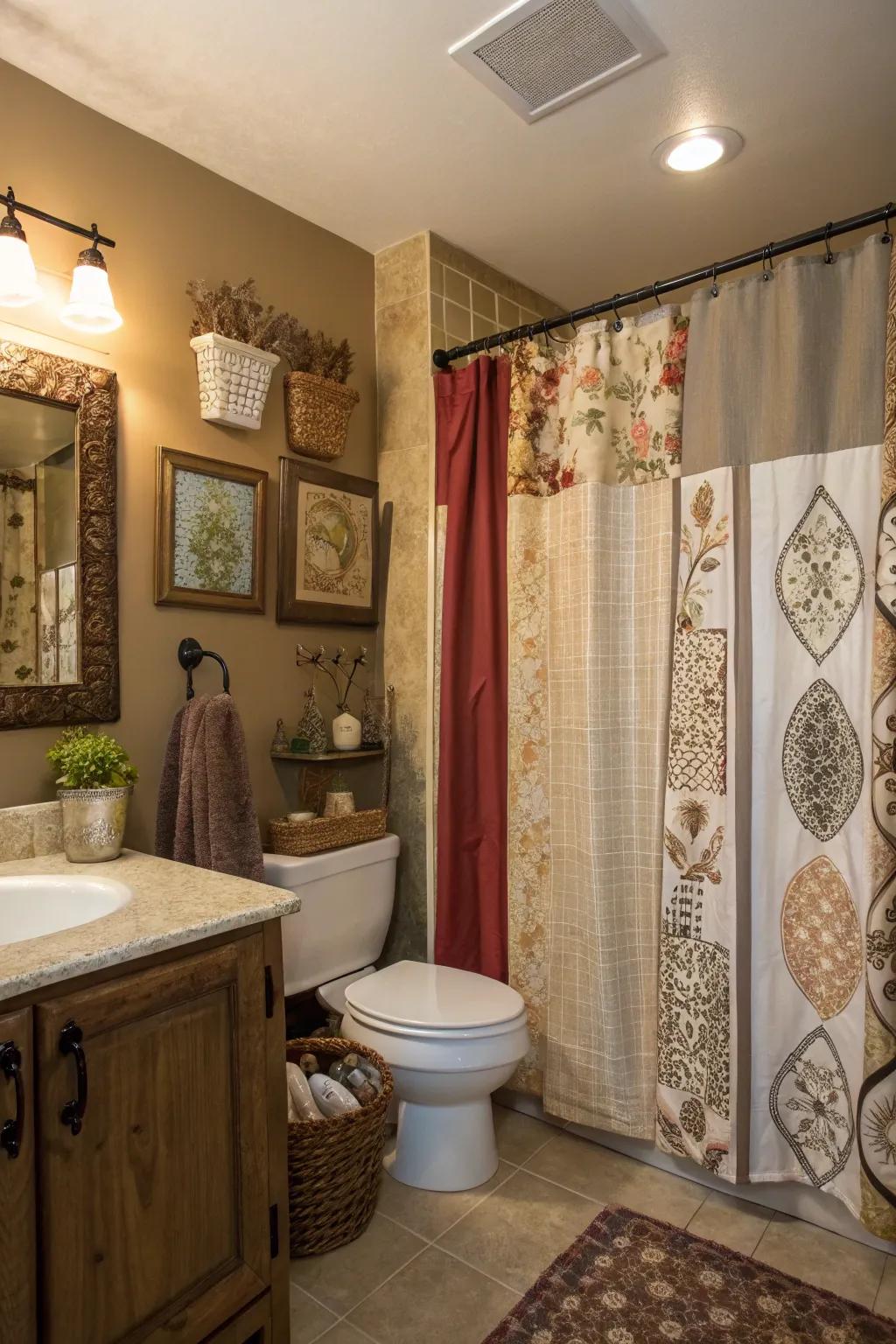 Mix and match styles for a unique and varied bathroom look.