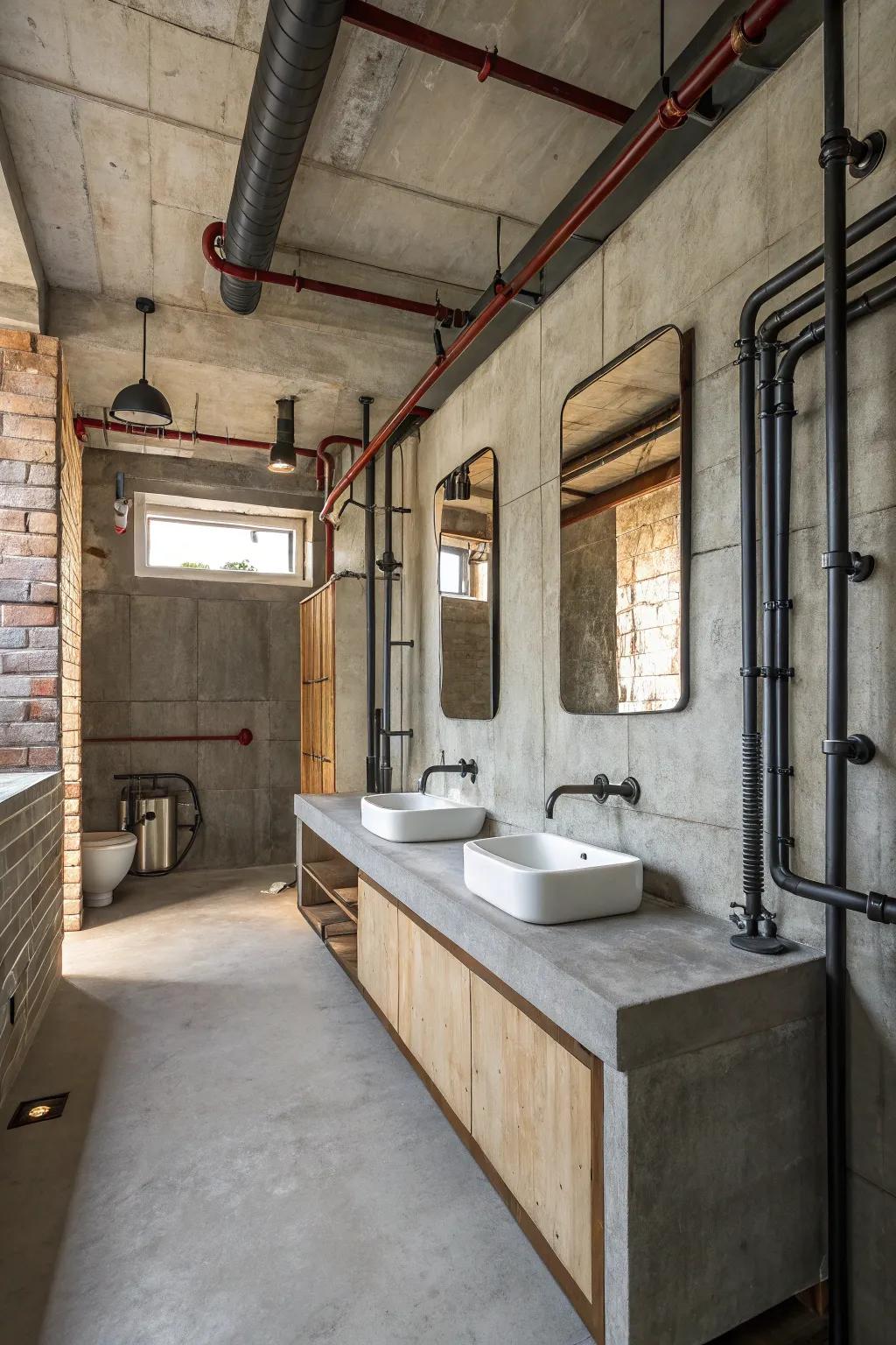 An urban industrial bathroom design that stands out with its unique style.