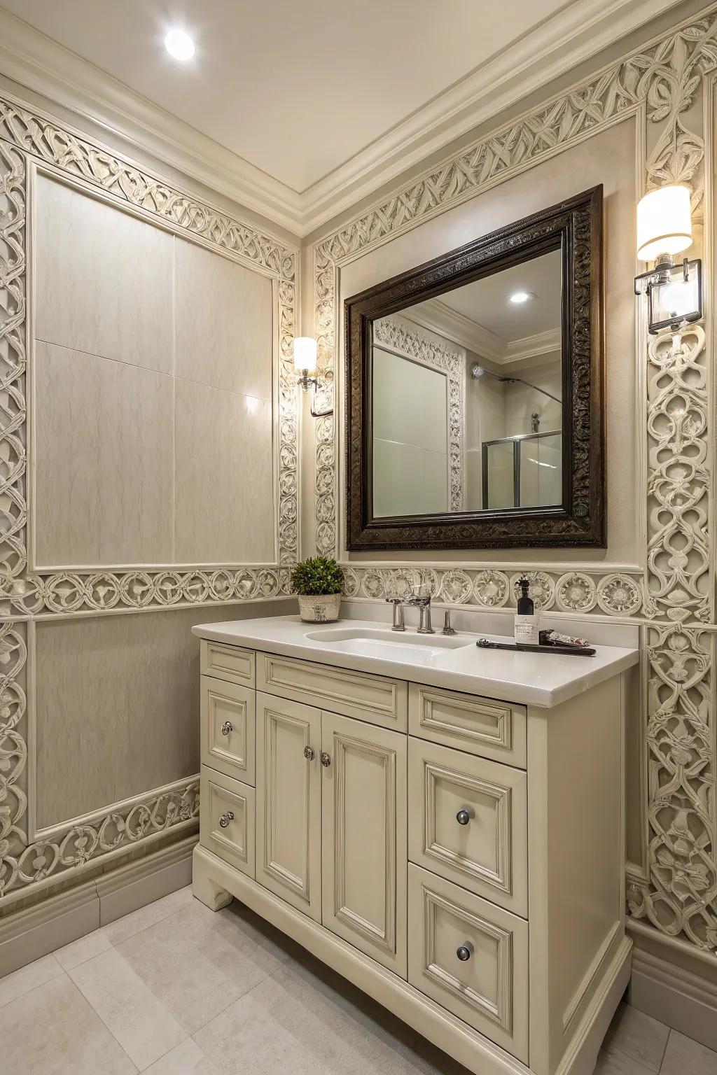 Coordinated trim and fixtures foster harmony.