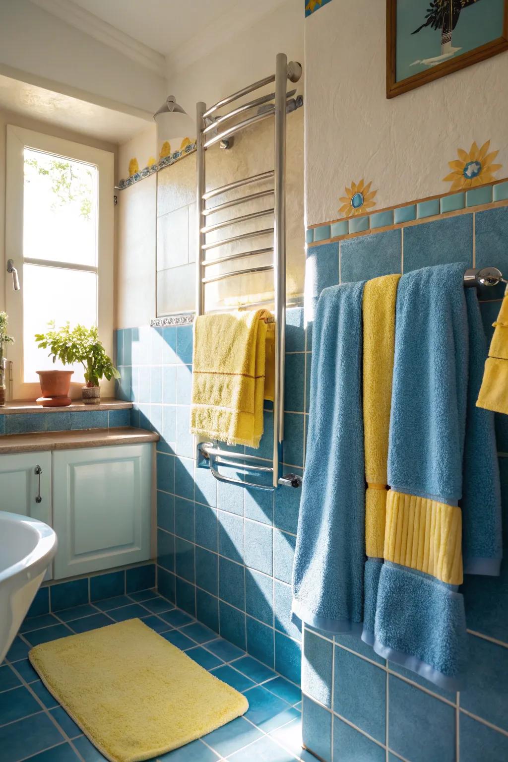 Sky and sun towels append a revitalizing and vibrant touch.