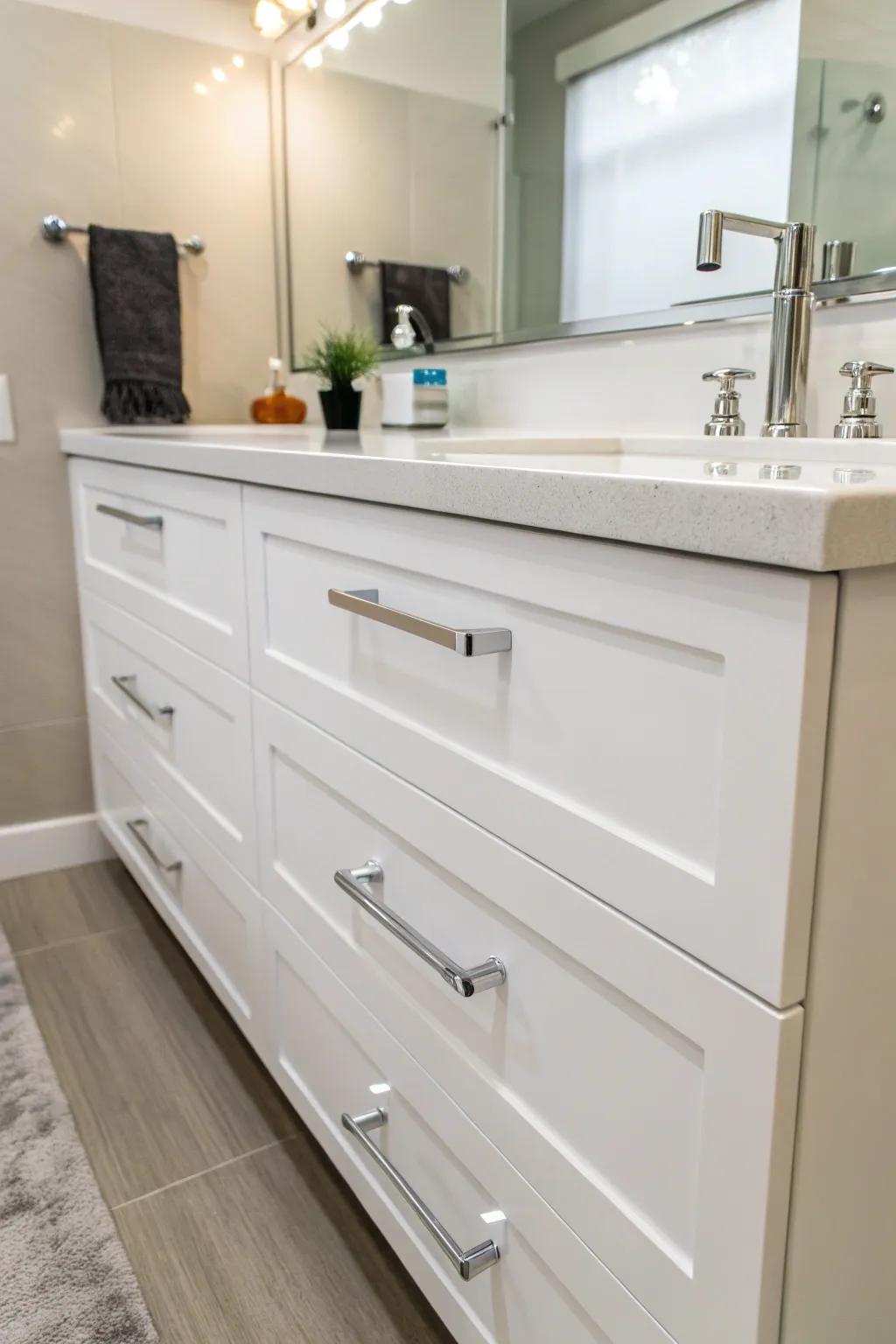 See-through grips deliver a sleek, understated modernity.