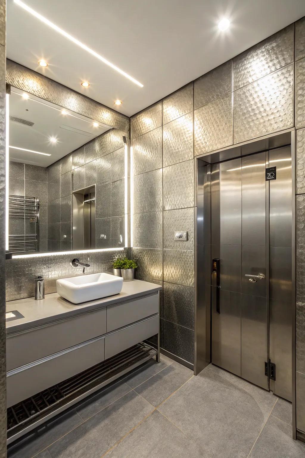 Industrial chic with polished wall decor.