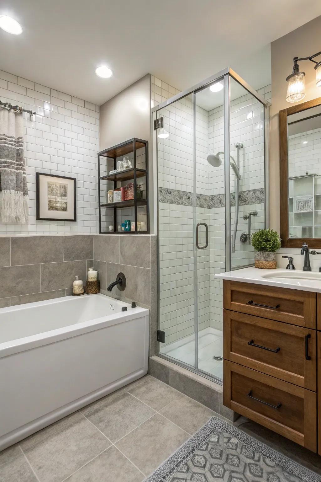 Efficient bathroom layout that maximizes space and functionality.