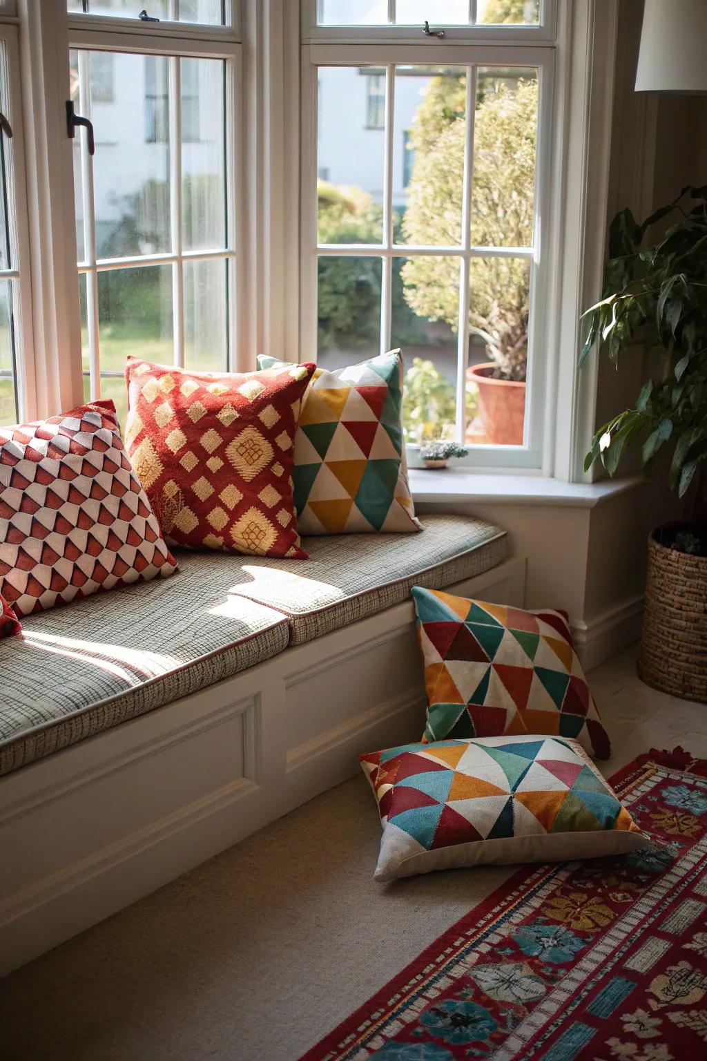 Geometric motifs offer a modern interpretation of traditional bay window designs.