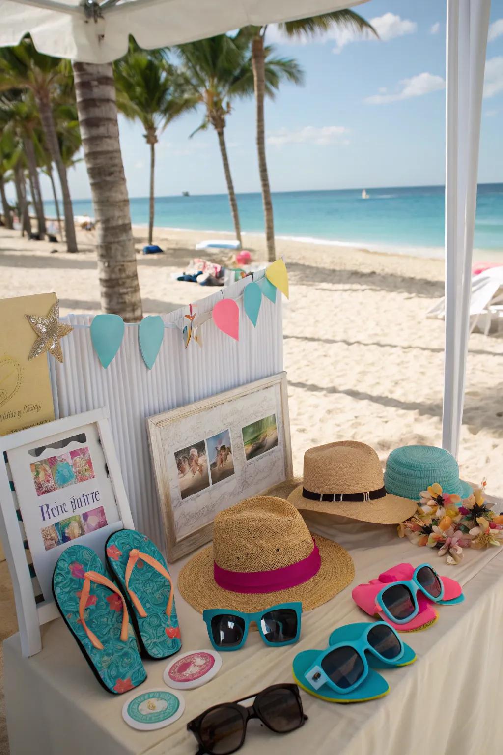Immortalize enjoyable memories with a creative beach snapshot corner.