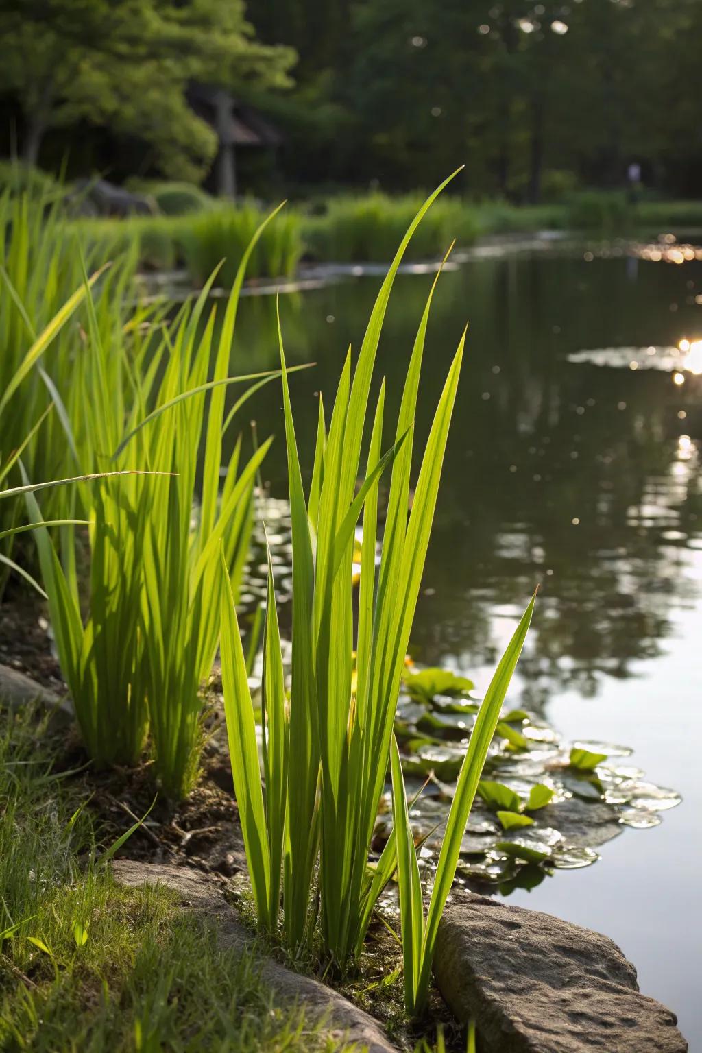 Water grass delivers year-round greenery and texture to your pond.