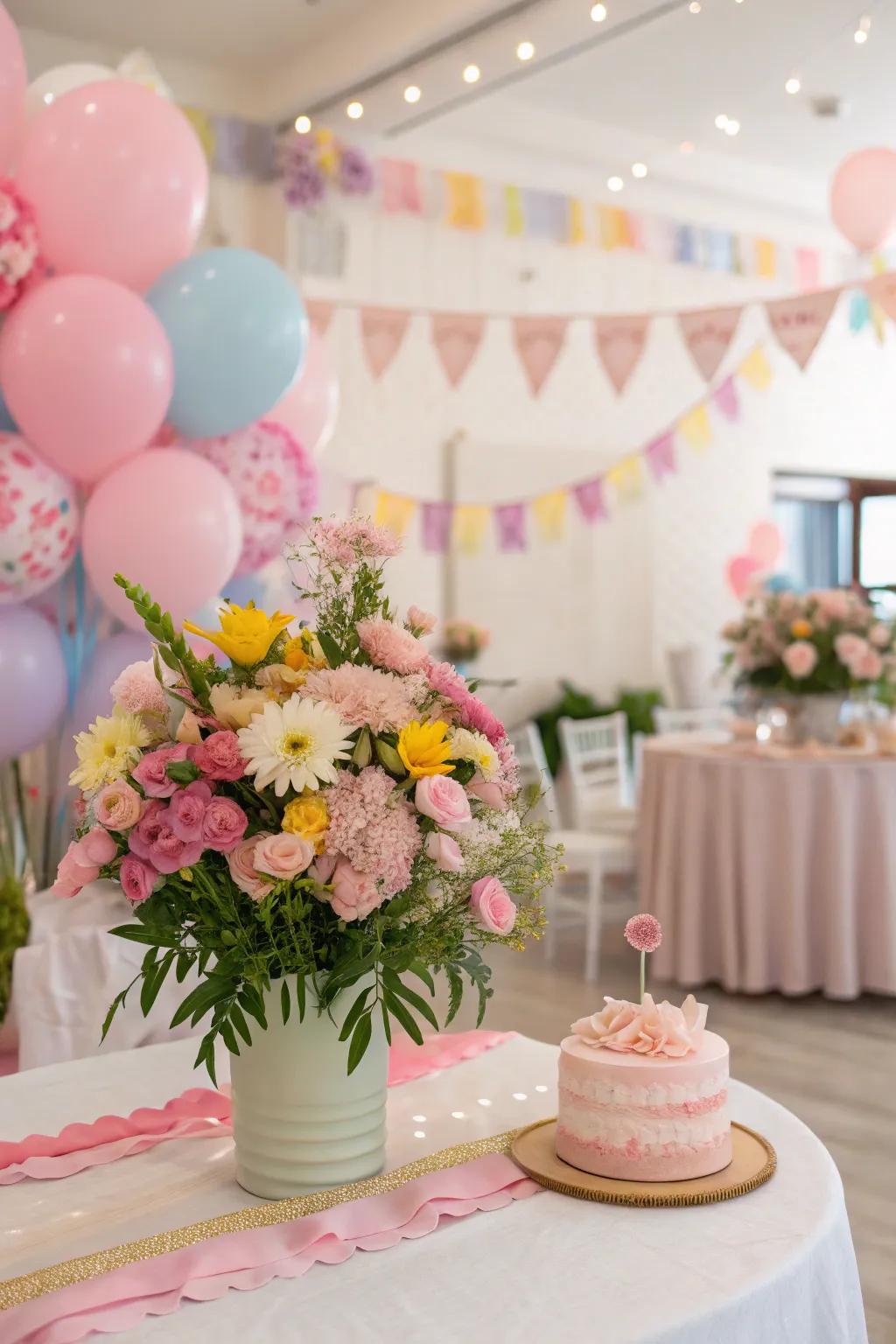 Gorgeous botanical elements adding elegance to a birthday party decor.