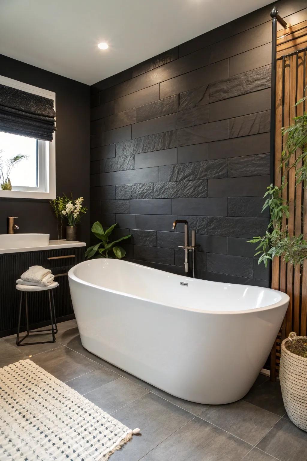 A light separate tub serves as a focal point of minimalist luxury.
