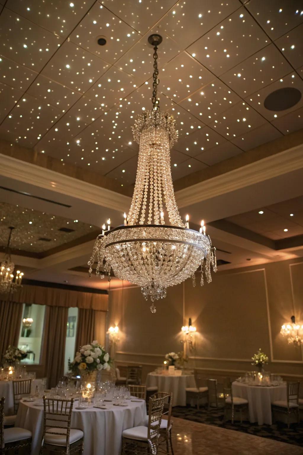 Gem chandeliers that fill the room with sparkles.