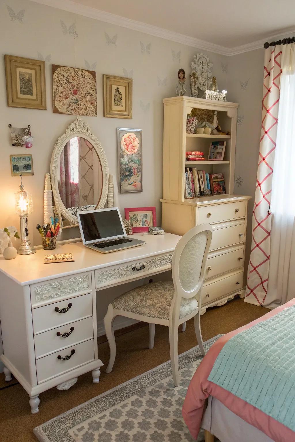 An assortment of furniture adds style and character to the room.