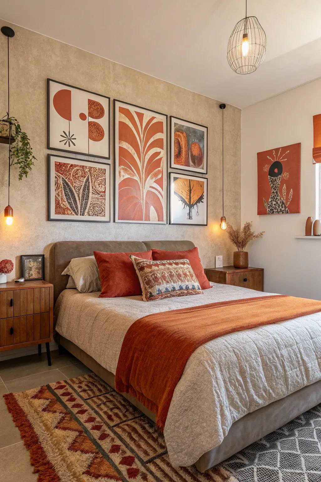 Decorative art adding personality to the room.