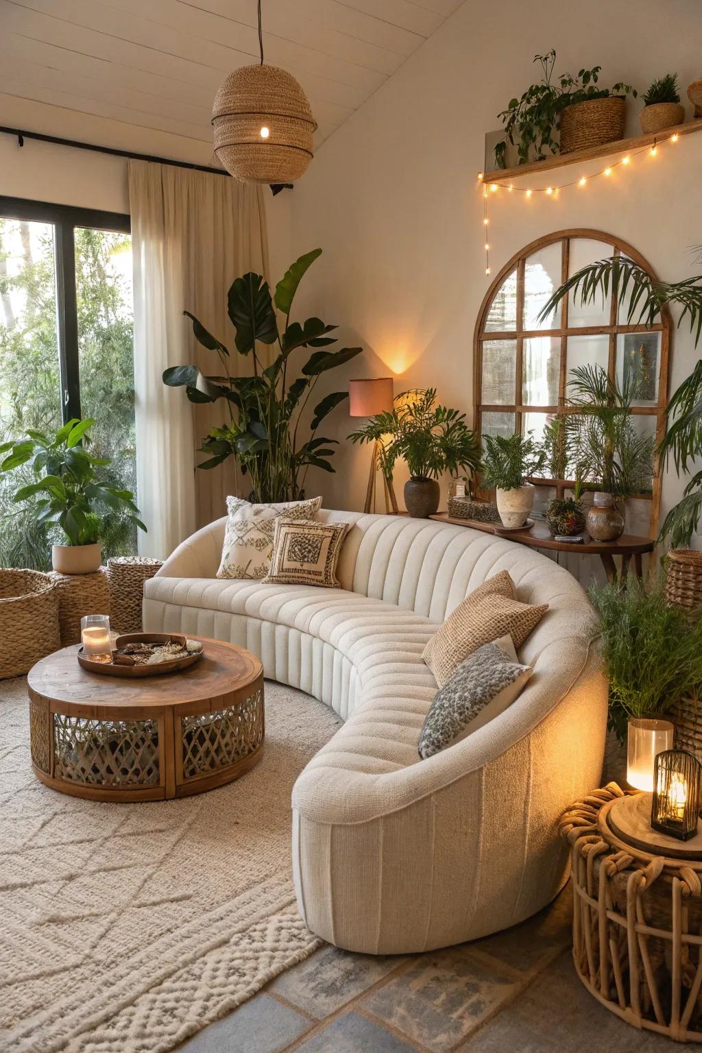 Natural forms inject fluidity into bohemian design.