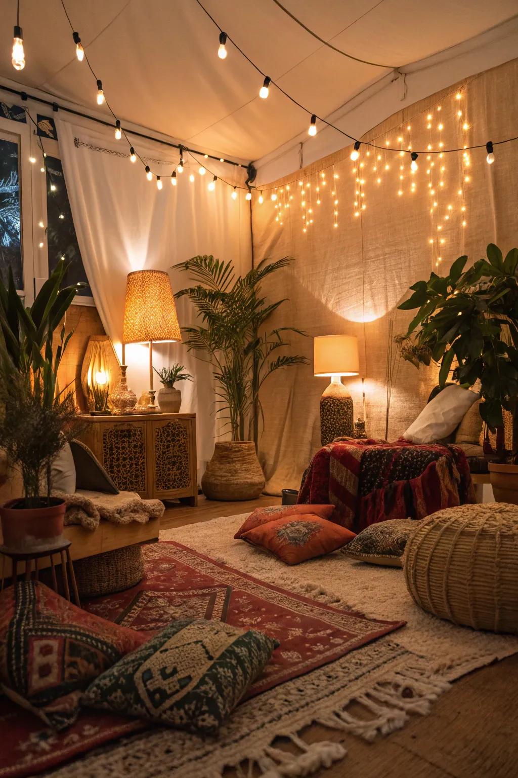Warm lighting sets a cozy and inviting mood.
