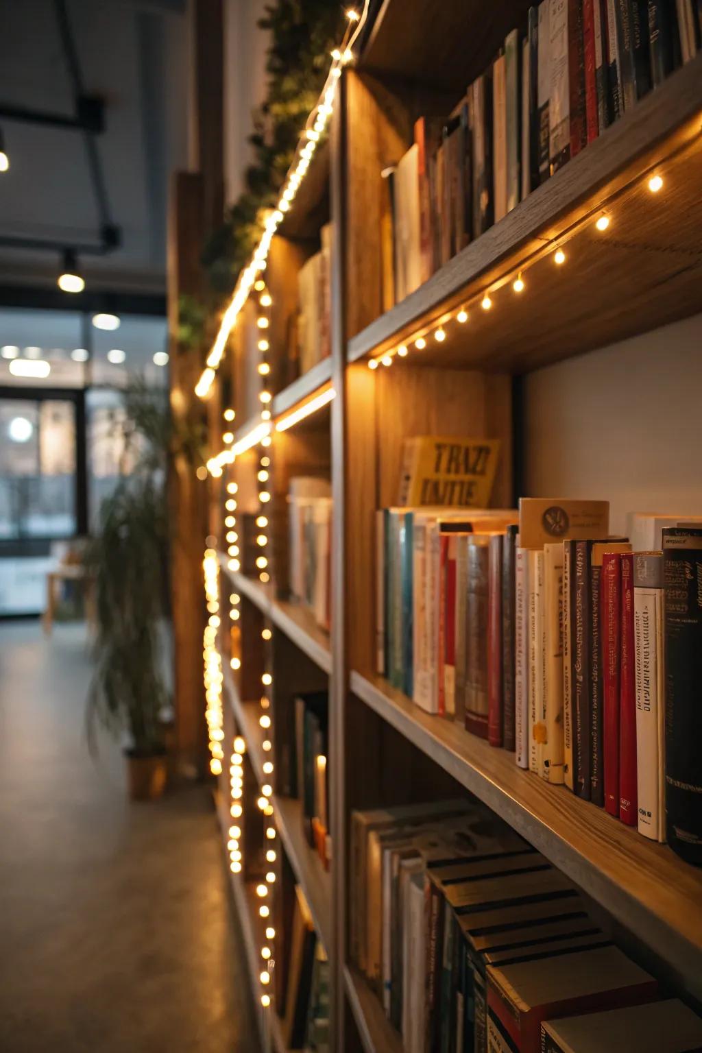 Illuminated shelves that add warmth and refinement.