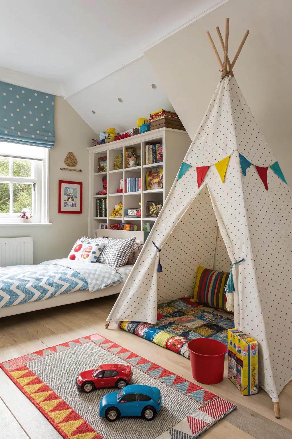 Fun things inspire creativity and joy in a boy's room.