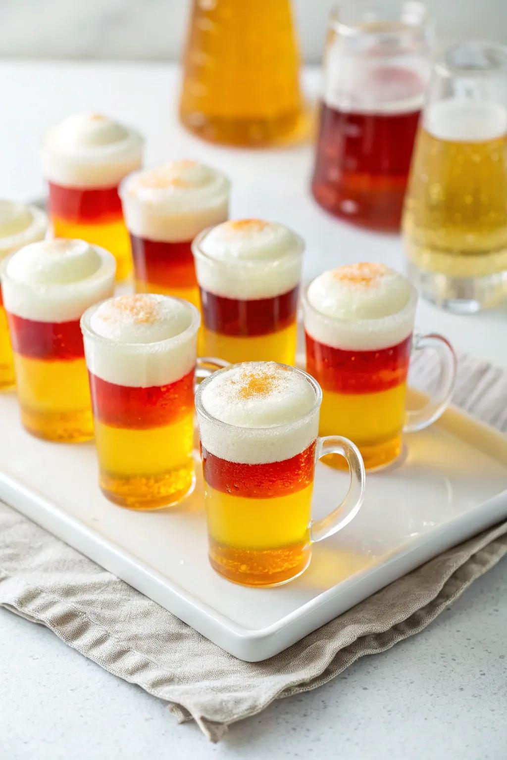 Delightful beer gelatin treats adding a whimsical flair.