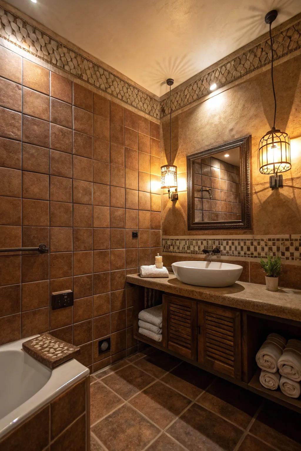 Create depth with textured tiles.