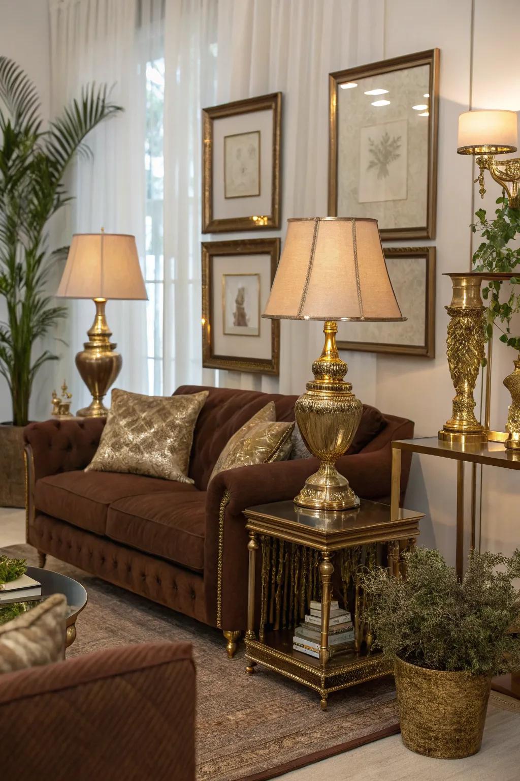 Metallic highlights heighten a dash of charm to cocoa design.