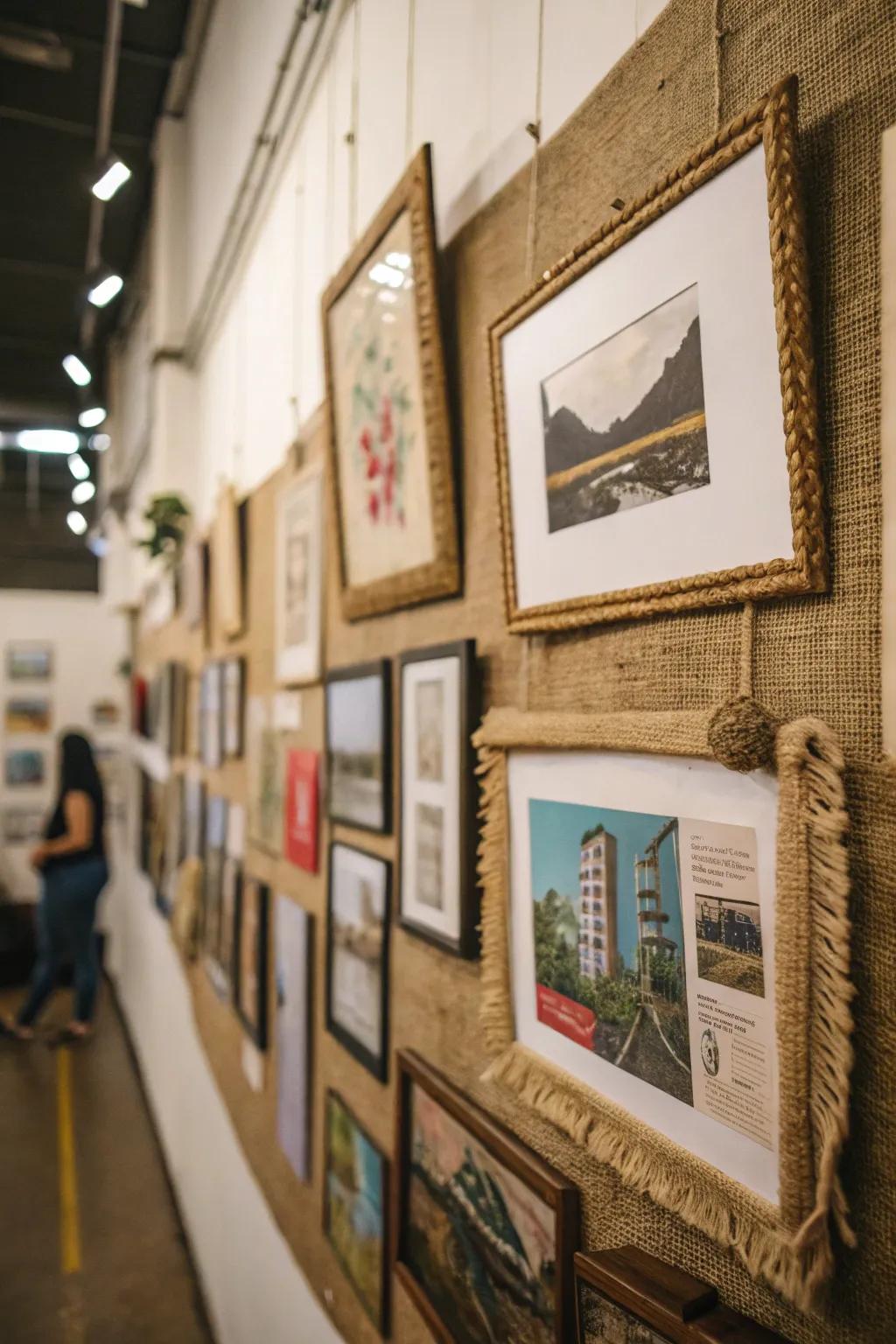 Hessian wall decorations add texture and depth to your area.