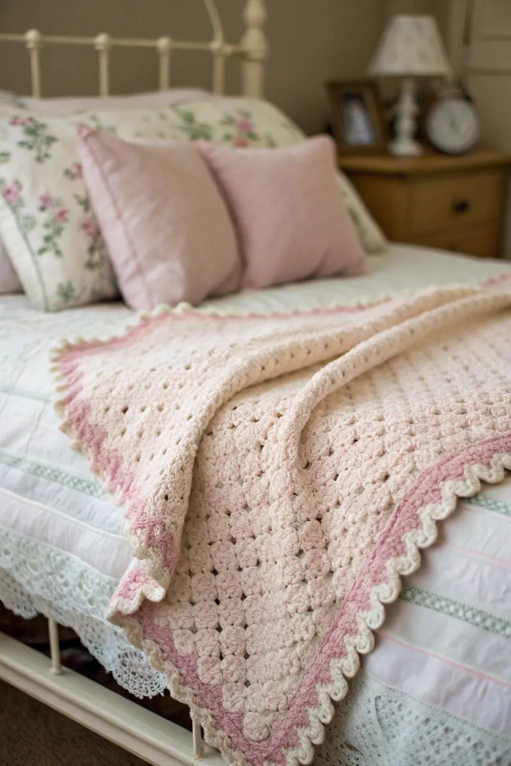 The picot border lends an air of vintage elegance.