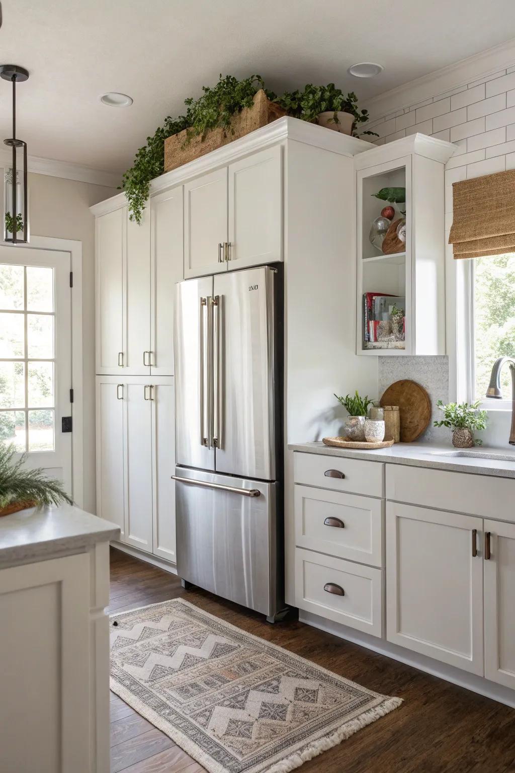 Handle-free cabinets offer a sleek, modern aesthetic.