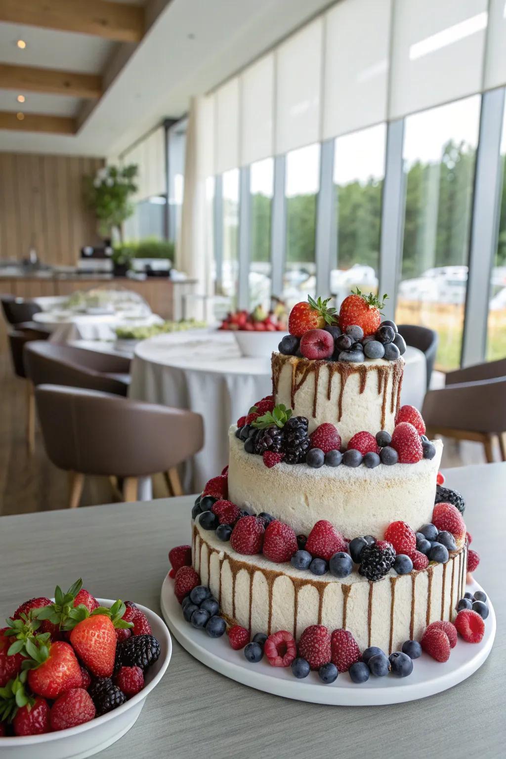 A berry river cake that’s dramatic and delightful.