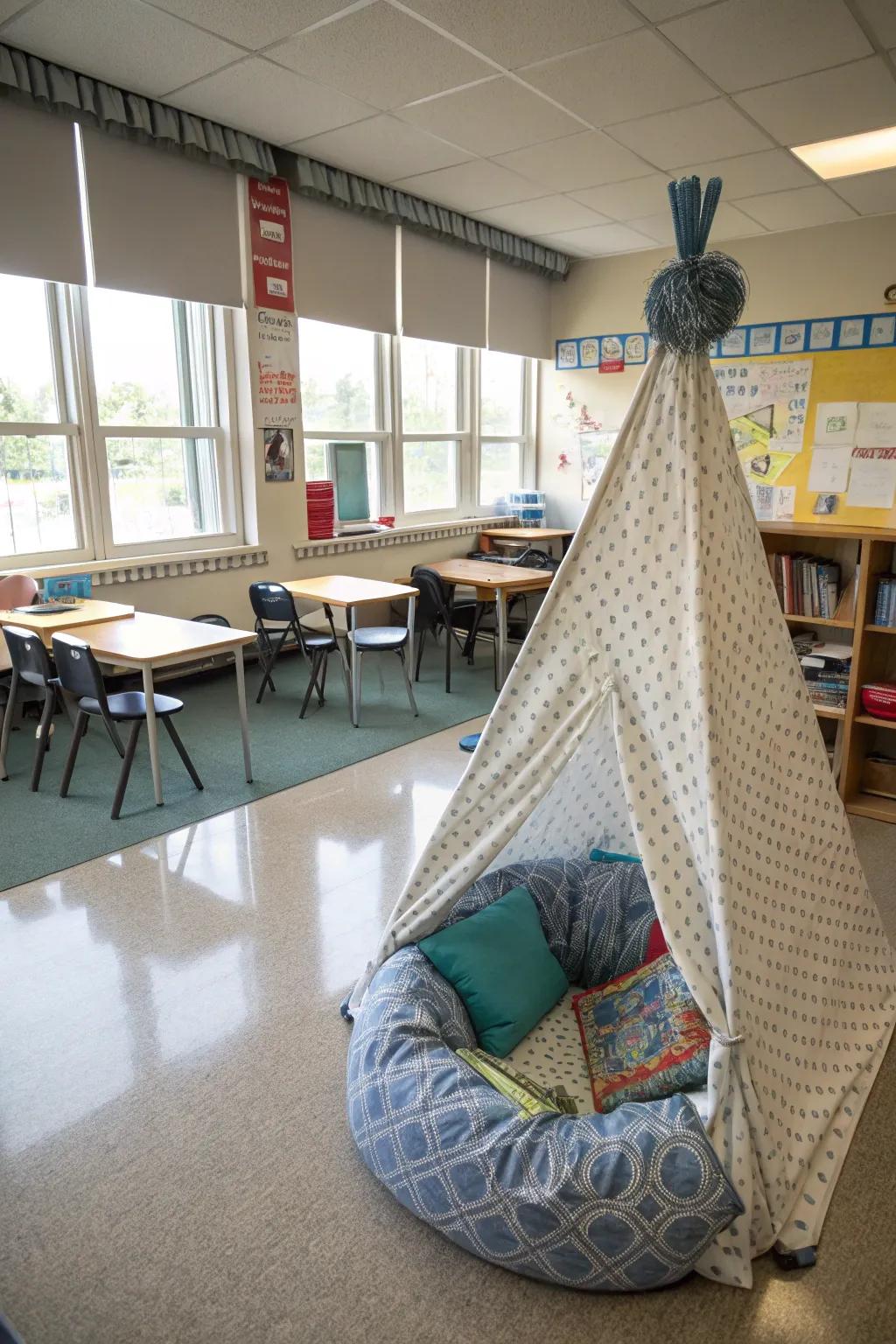 Calming accessories provide personal space for students.