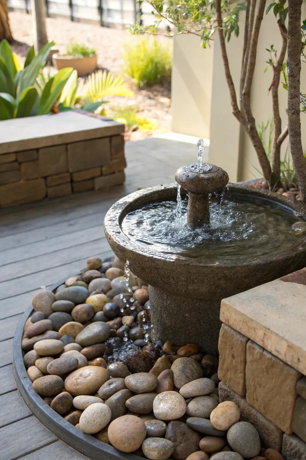 Create a tranquil ambiance with a water feature in your calming corner.