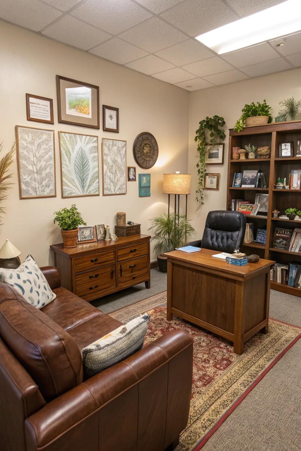 Personal elements make the area more inviting.