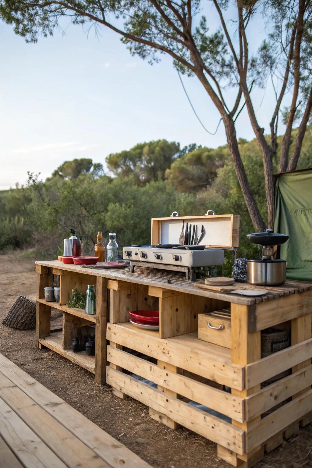 Craft your kitchen with simple DIY solutions using pallets.