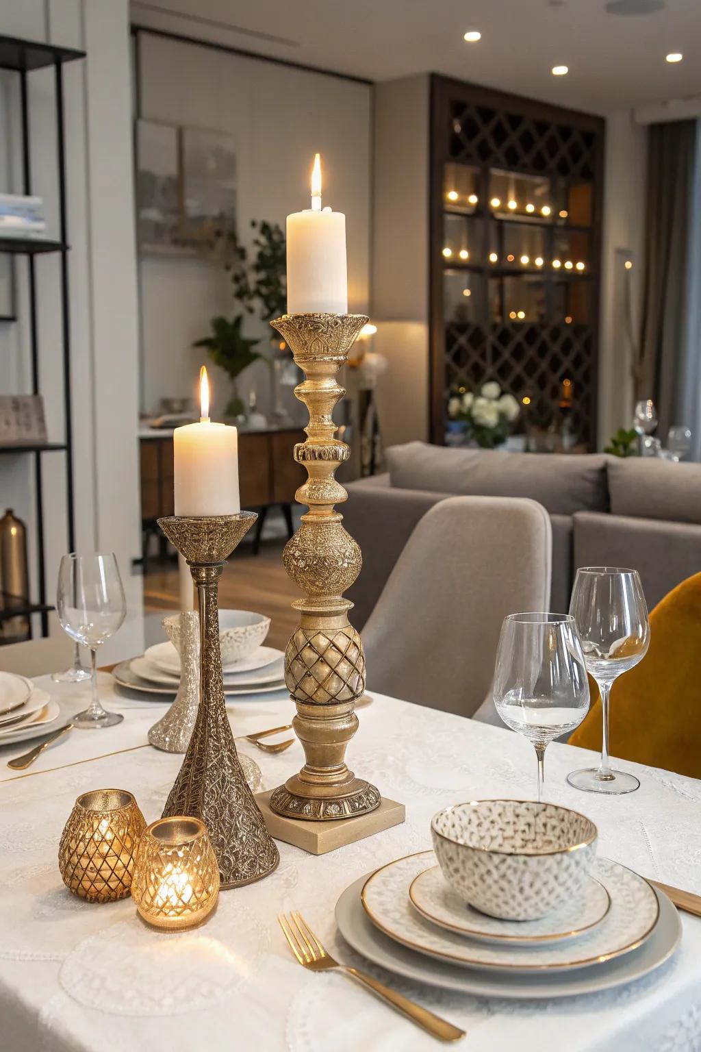 Decorative candle holders act as a key feature of any table.