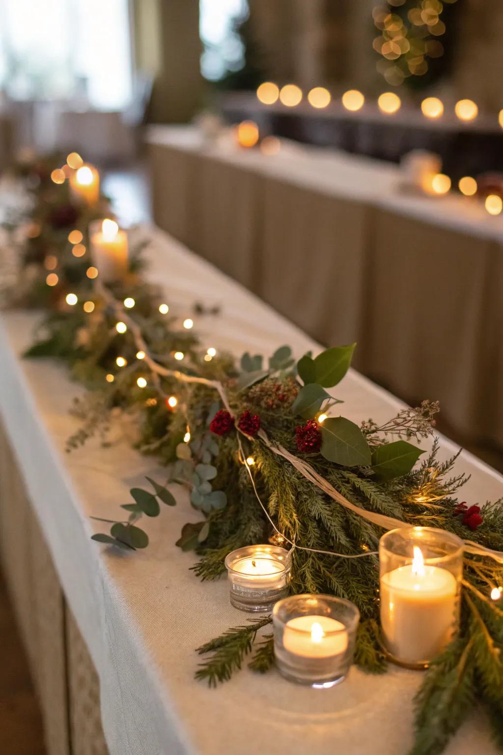 A chain featuring placed minute candles for gentle lighting.