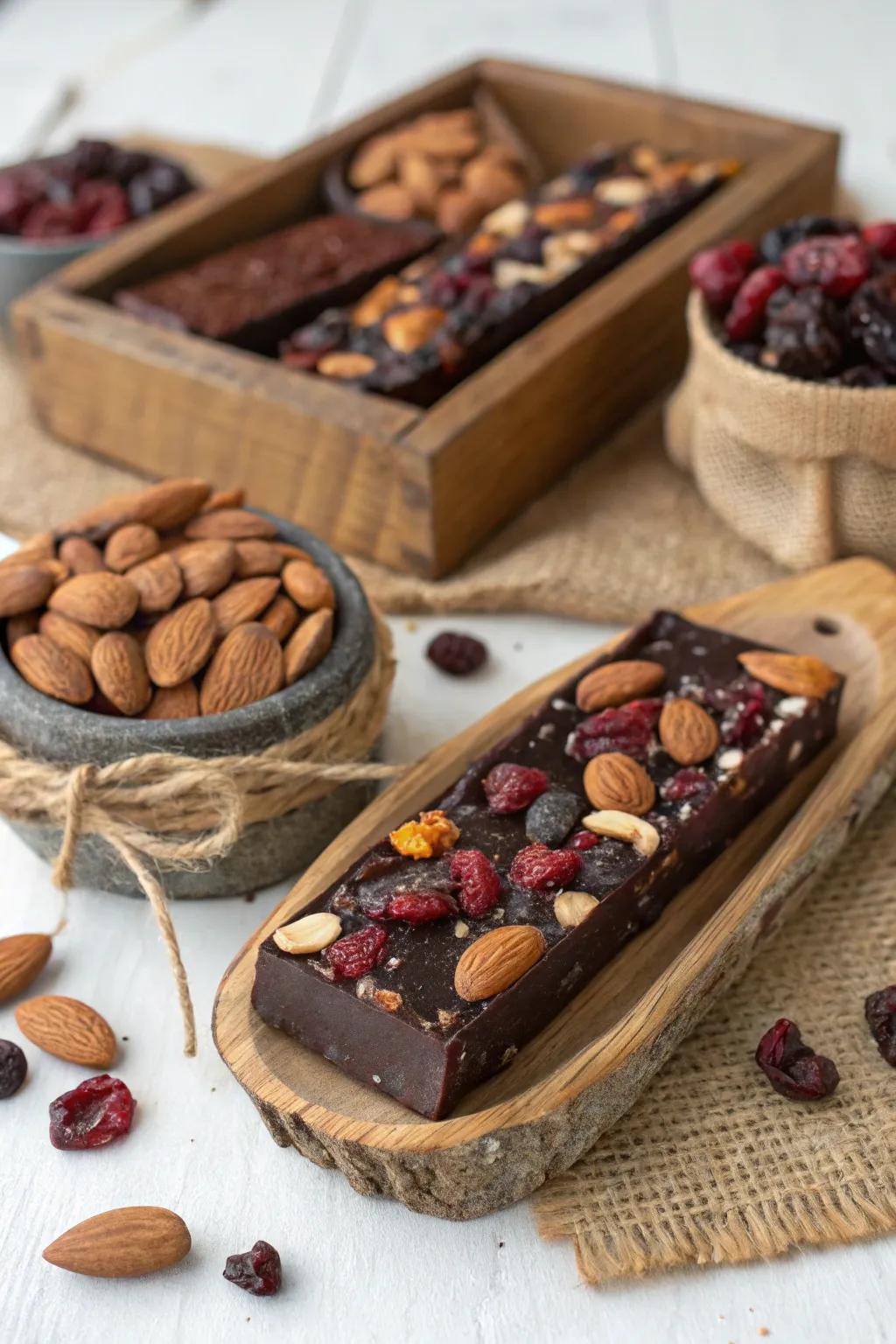 A wholesome candy bar presenting healthy and natural goodies.