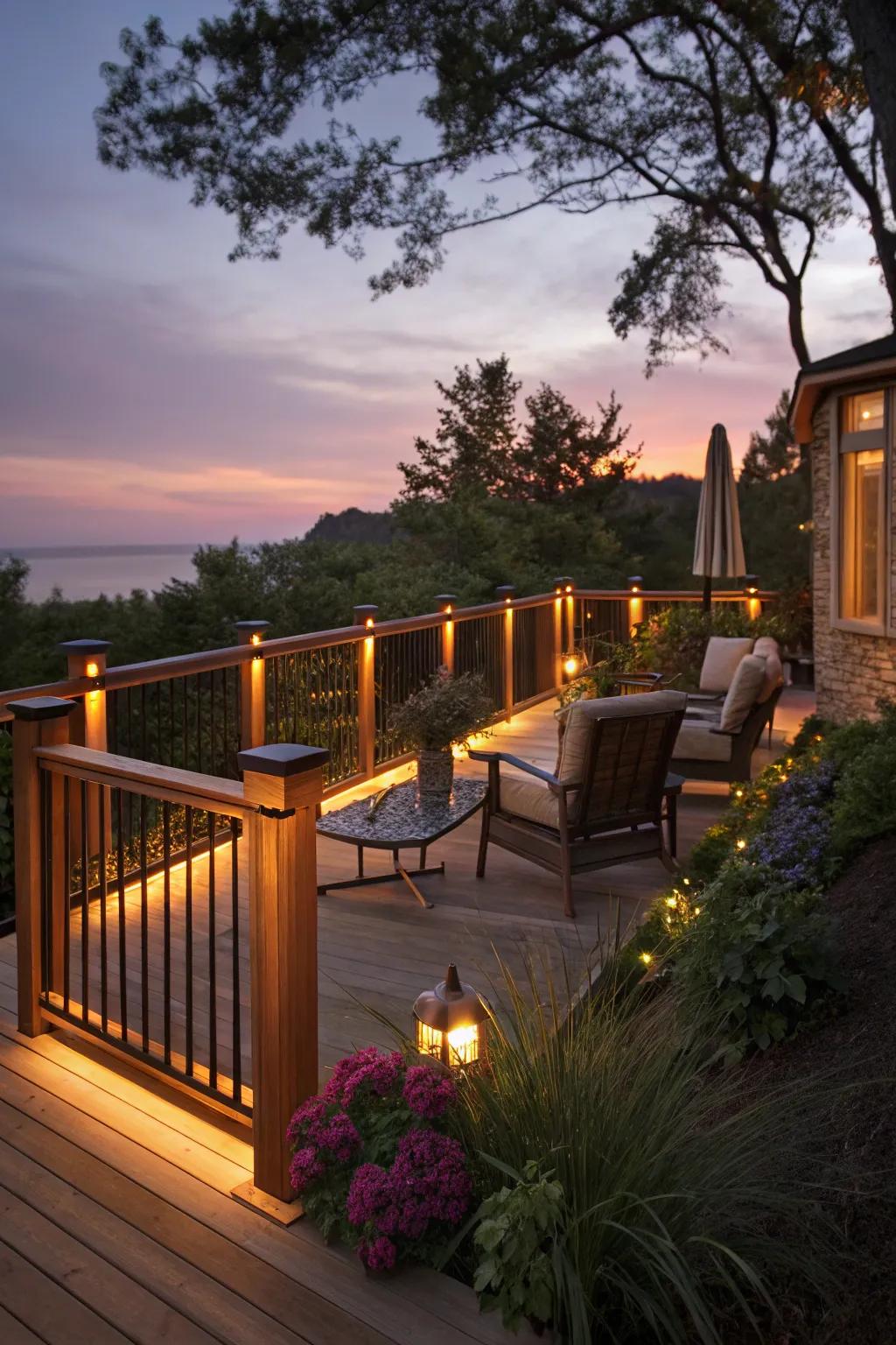 Light up the evening using illuminated railings.