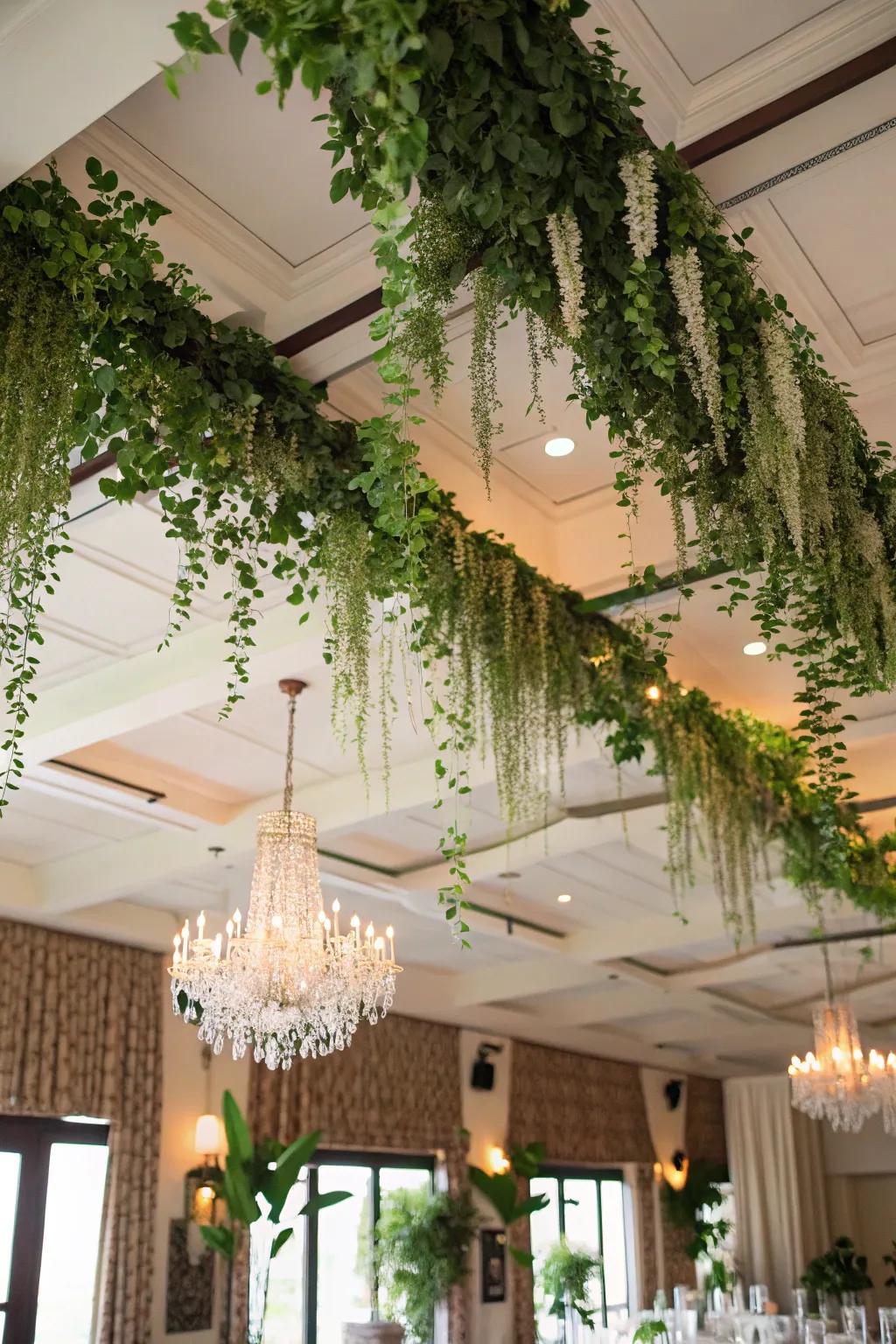 Cascading greenery for a fresh feel.