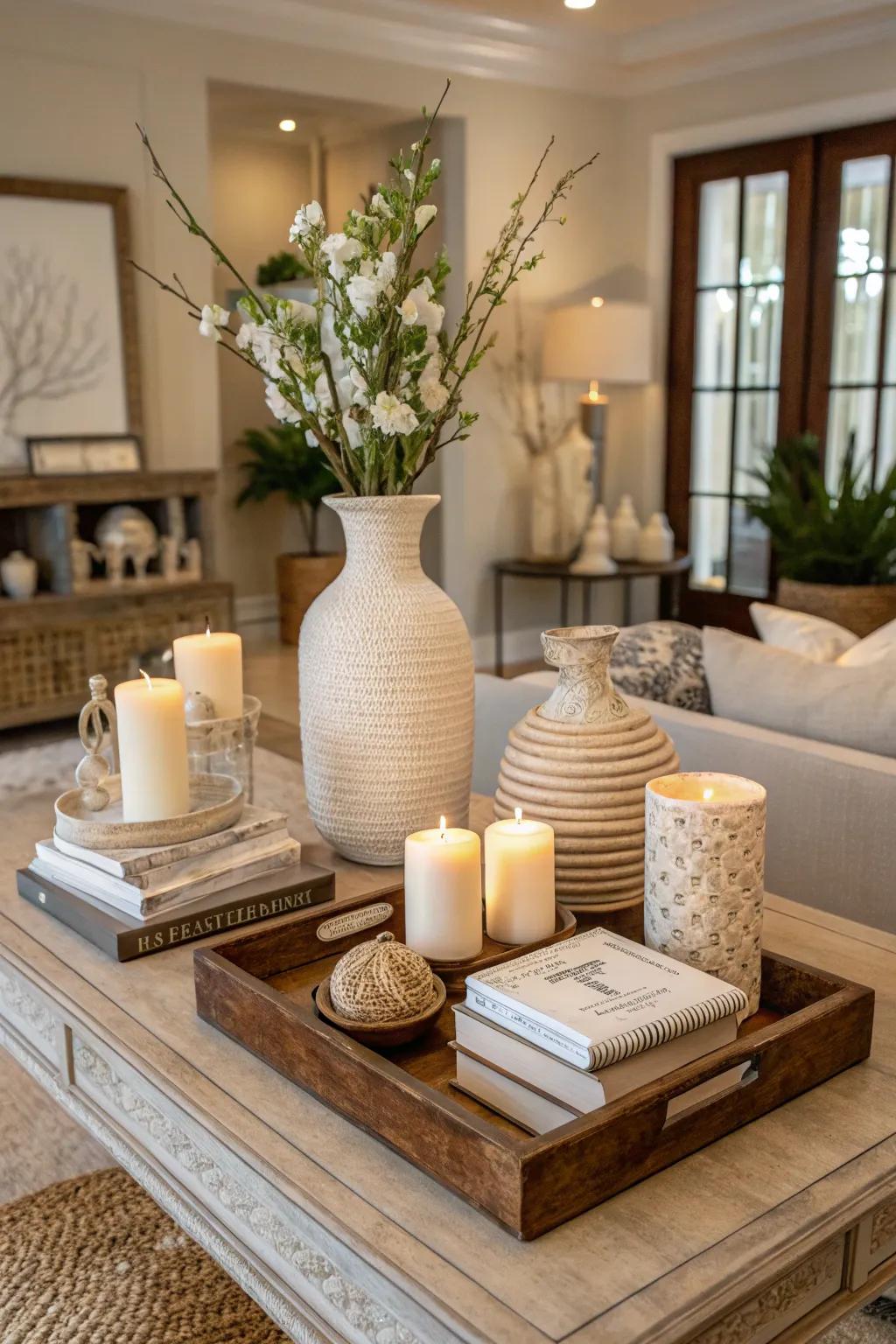 Hue-arranged decoration fashions a harmonious appearance.