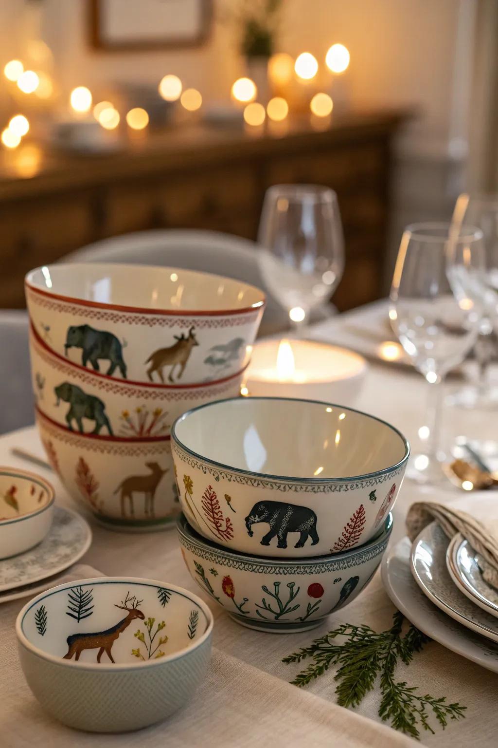 Fauna-inspired bowls bring a lively charm to meal moments.