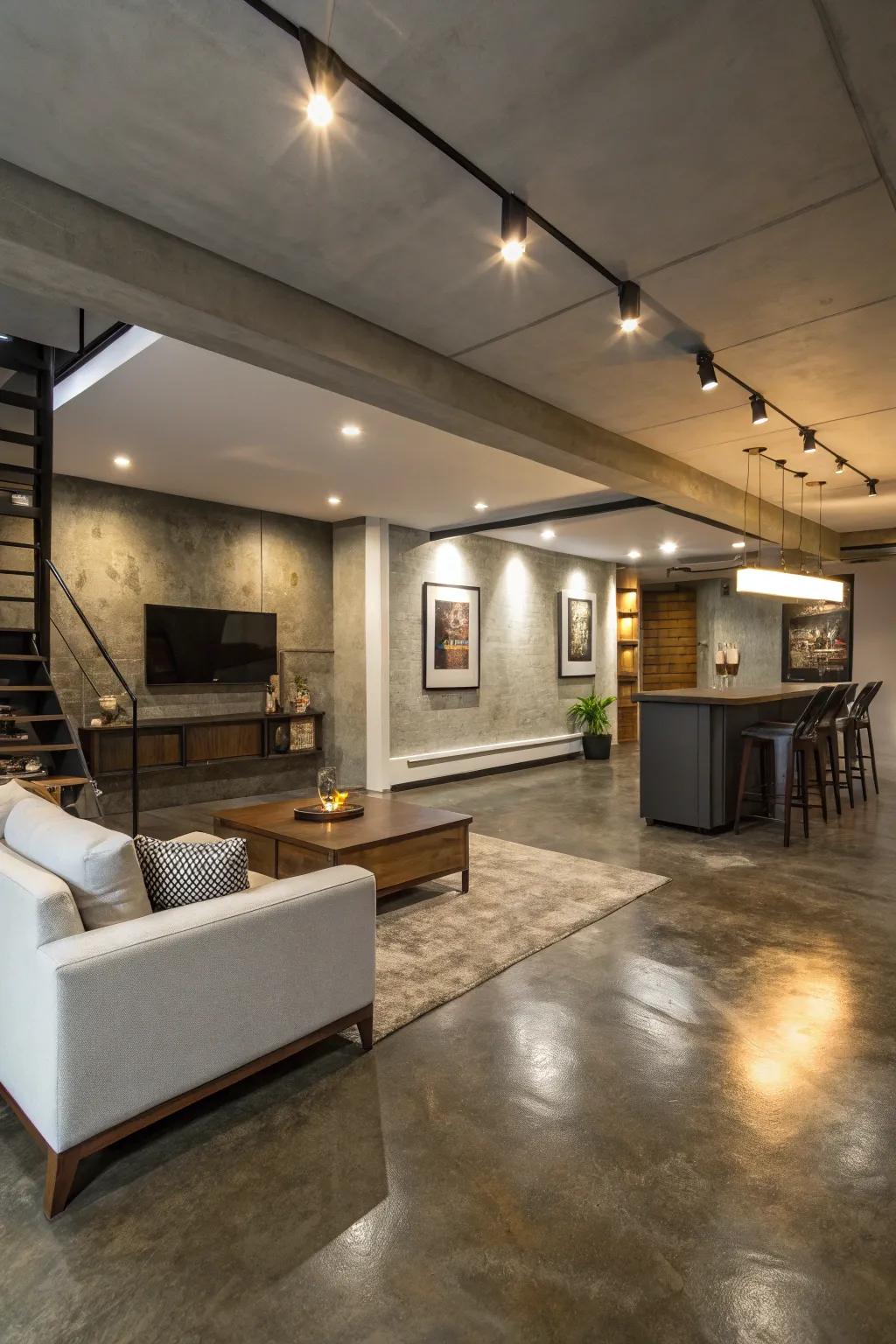 Spotted concrete: commercial stylish on a budget.