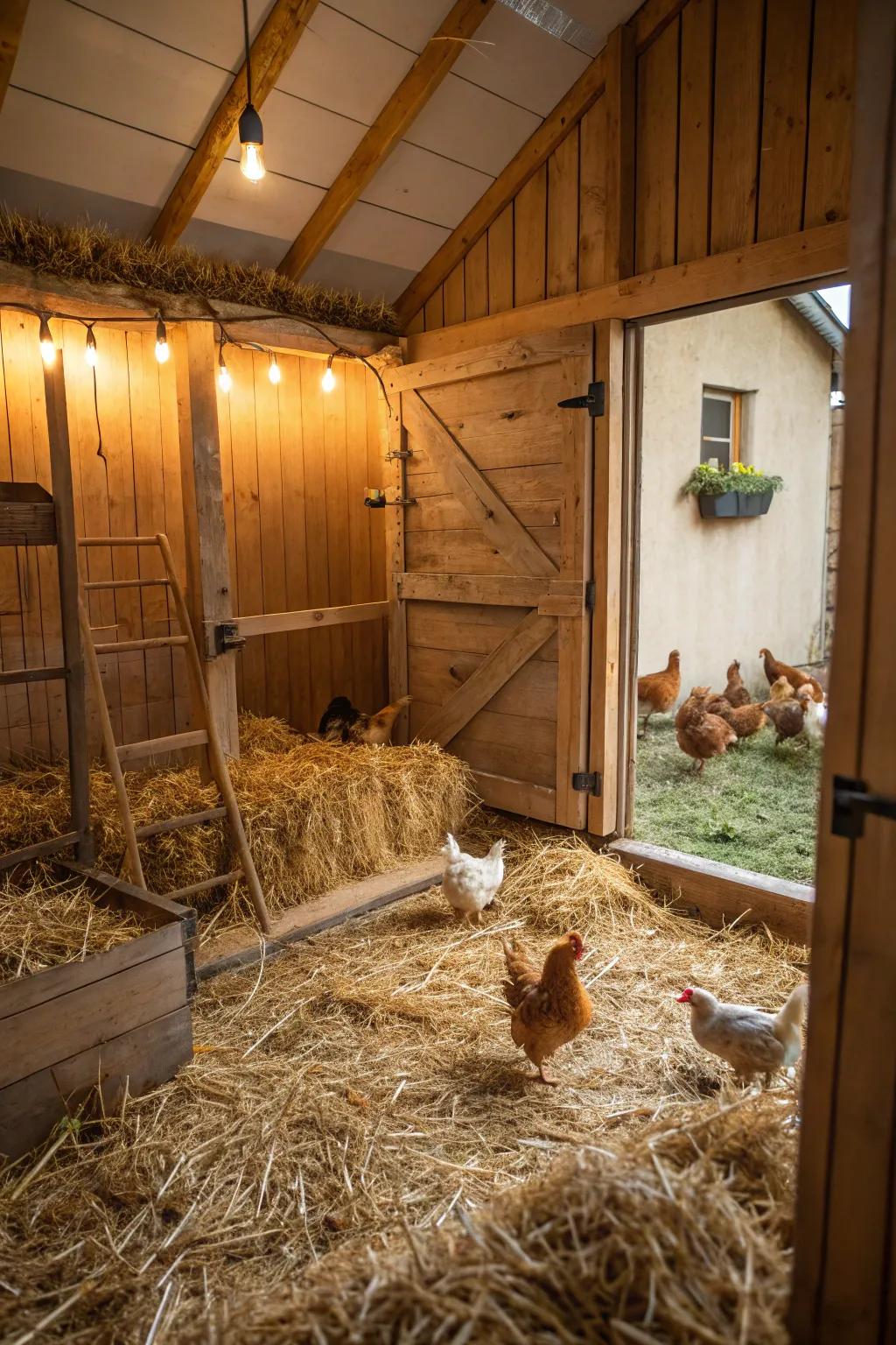 Snug bedding engenders a warm and inviting zone for your hens.