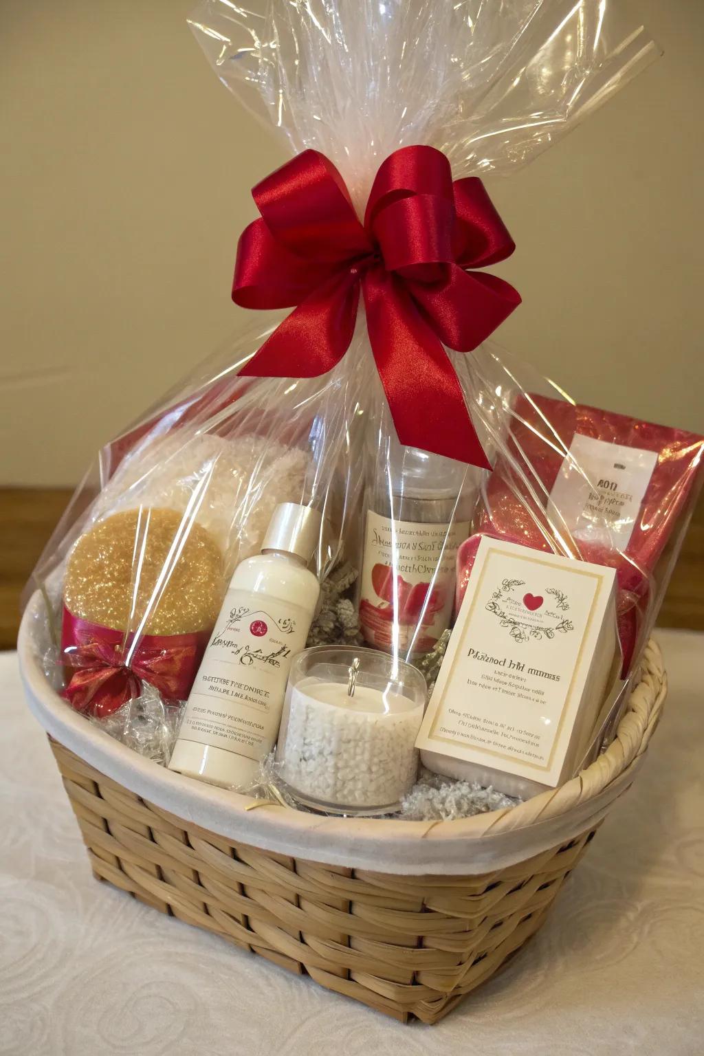 A luxurious spa-themed present basket