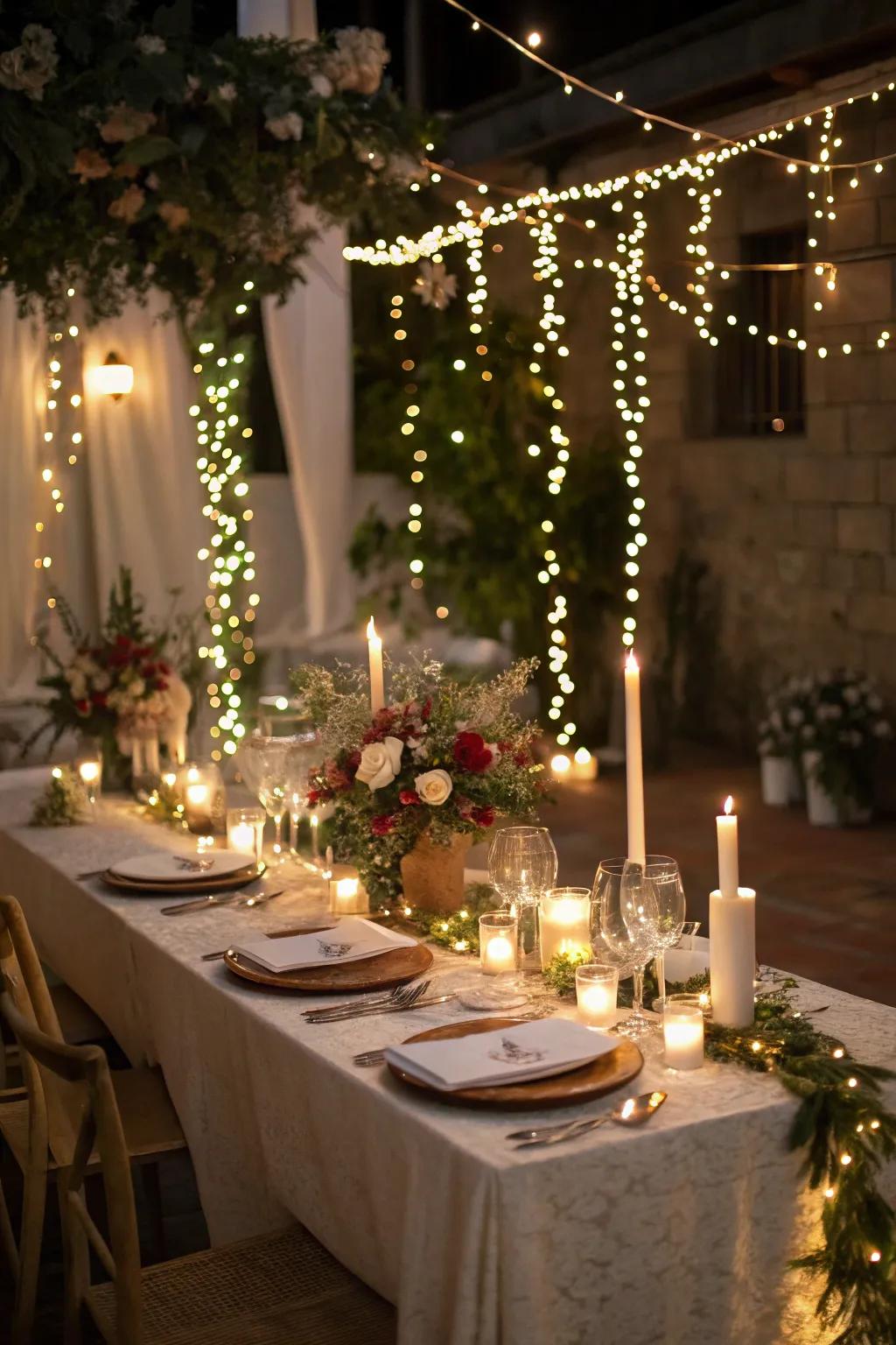 Sparkle lights bring a shimmering magic to the table.