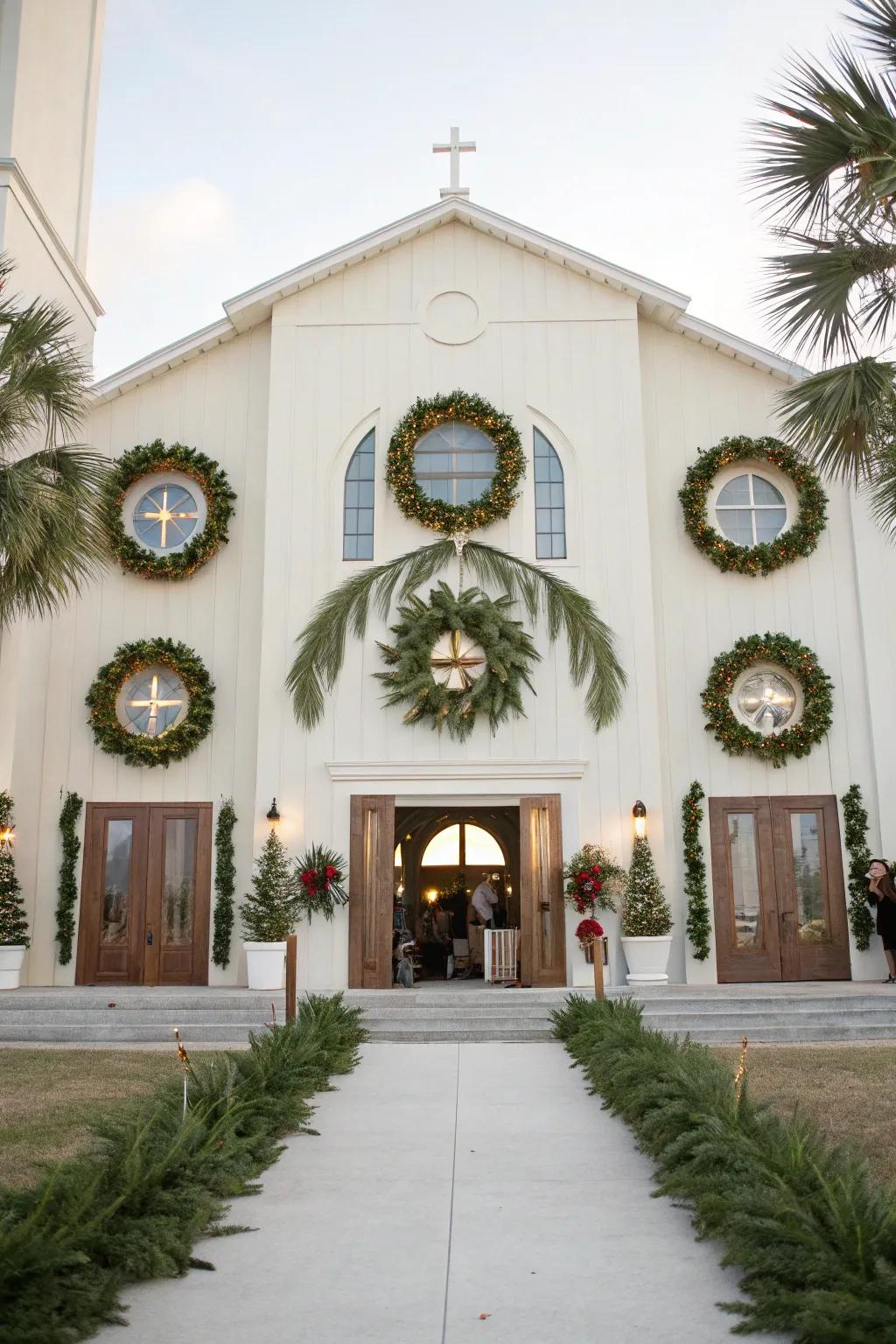 Palm branch wreaths symbolizing unity and celebration.