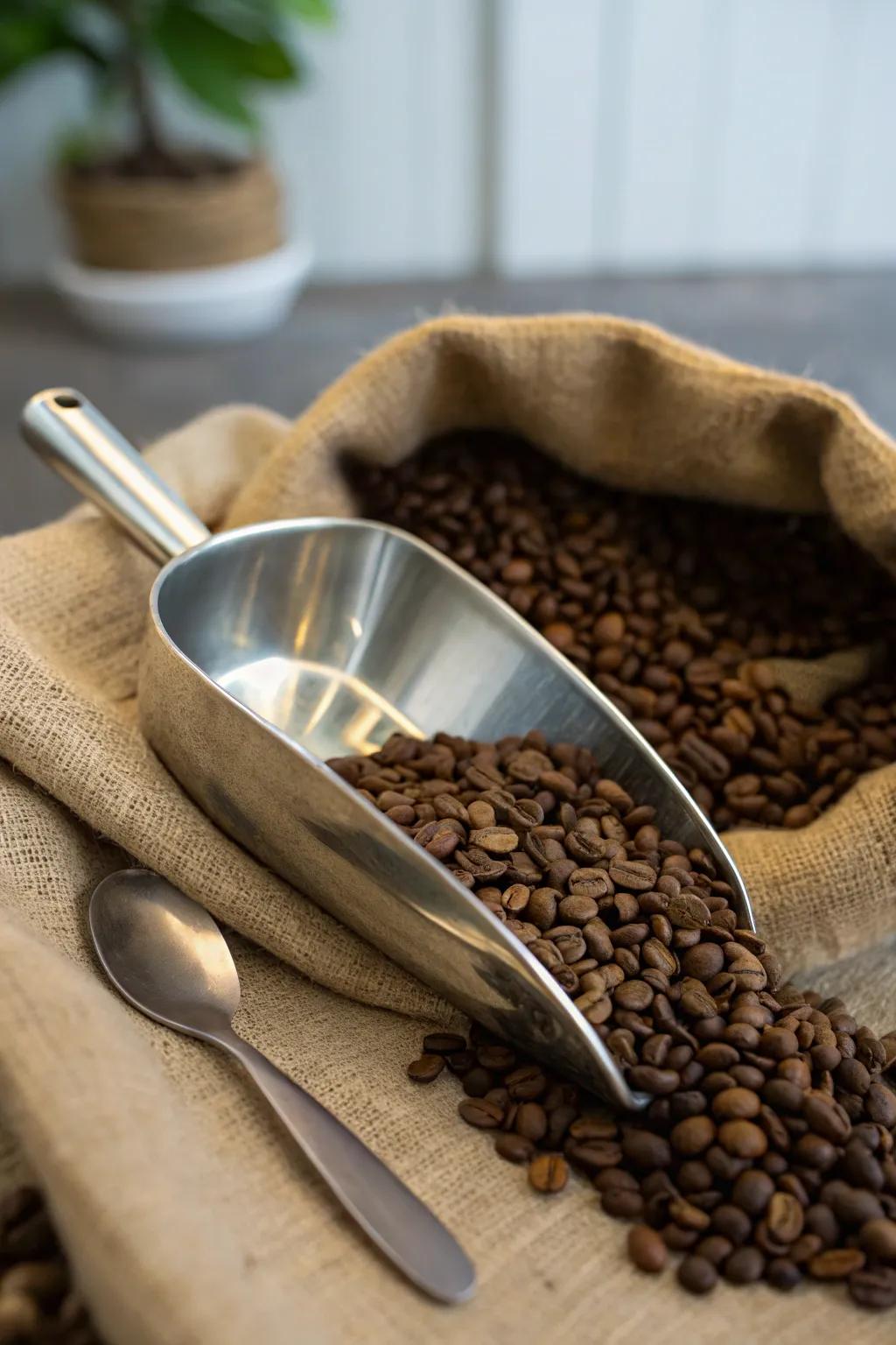 Merge utility and elegance with a beautiful coffee measuring tool.