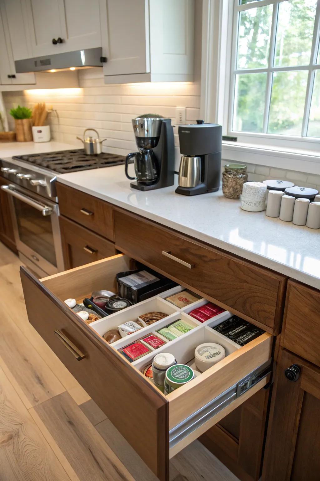 A concealed drawer design keeps your kitchen looking clean.