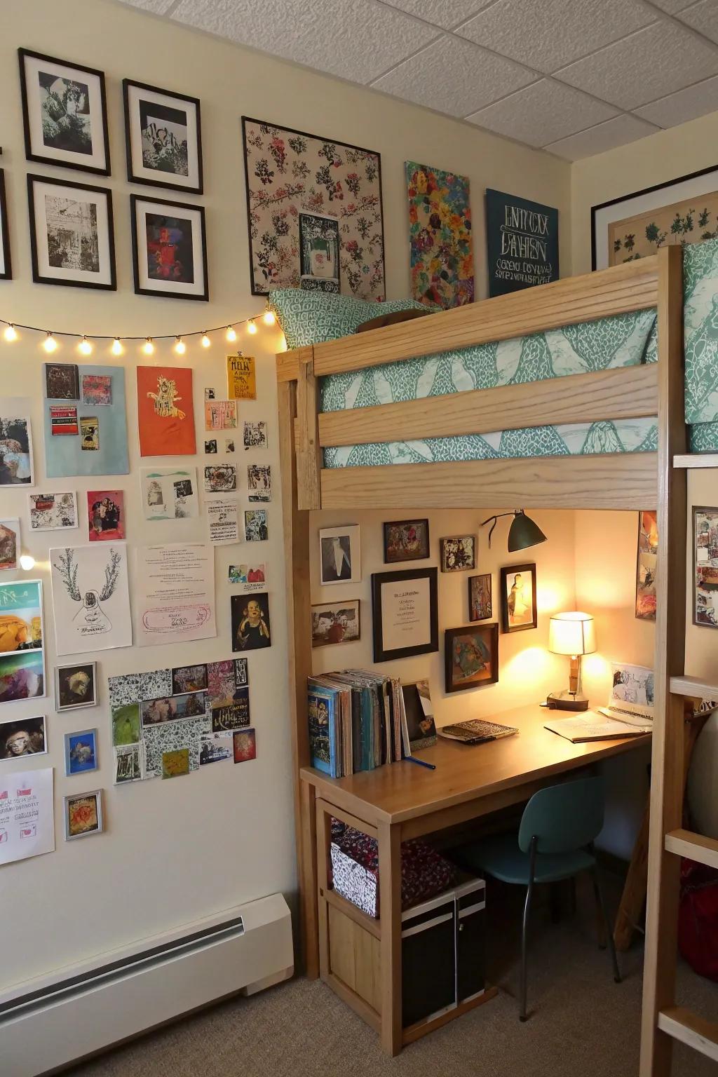 Personalize your dorm area with a wall of memories.
