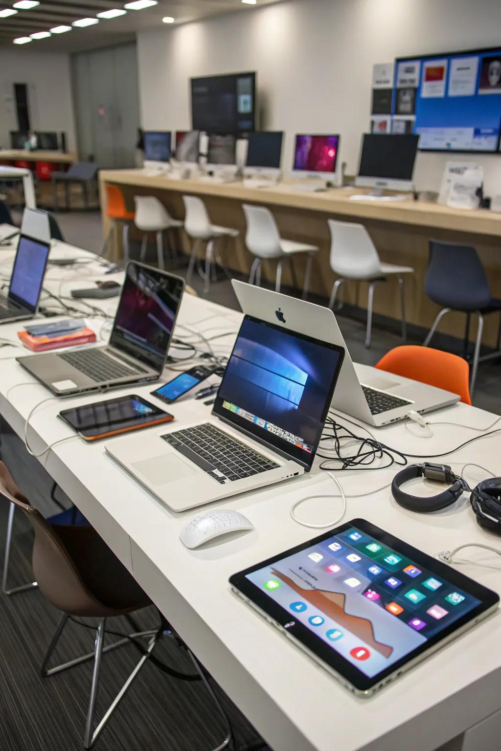 A tech-enhanced computer area equipped with the newest accessories.