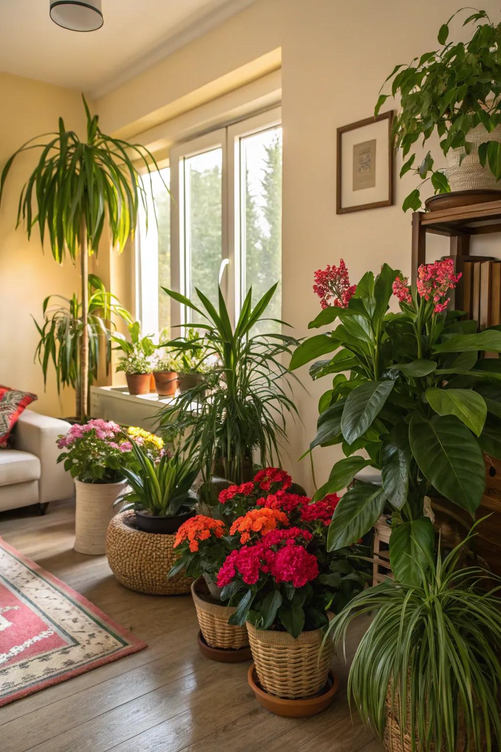 Indoor greenery brings a hint of nature to your living room.