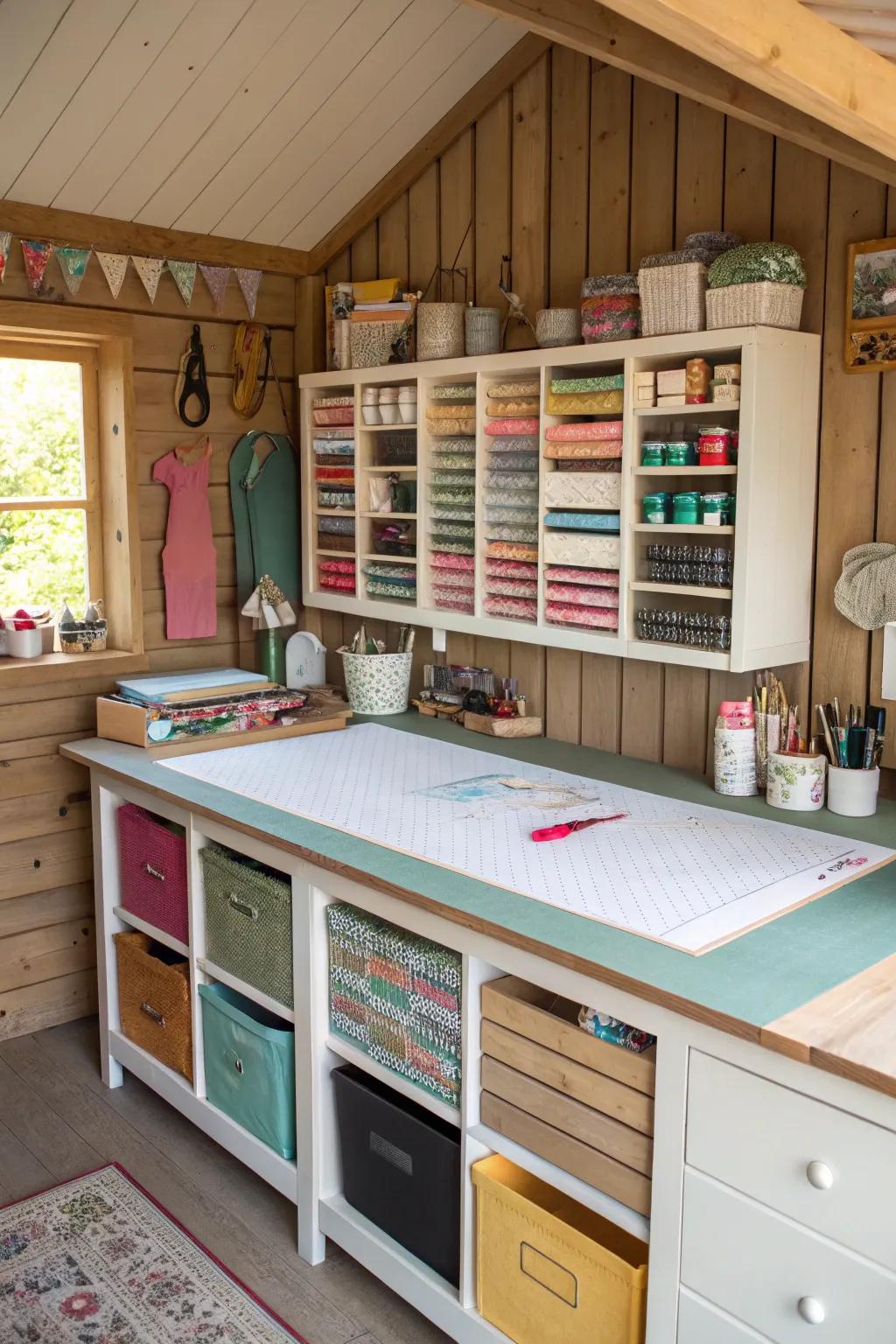 Let your imagination soar in a shed crafting space.