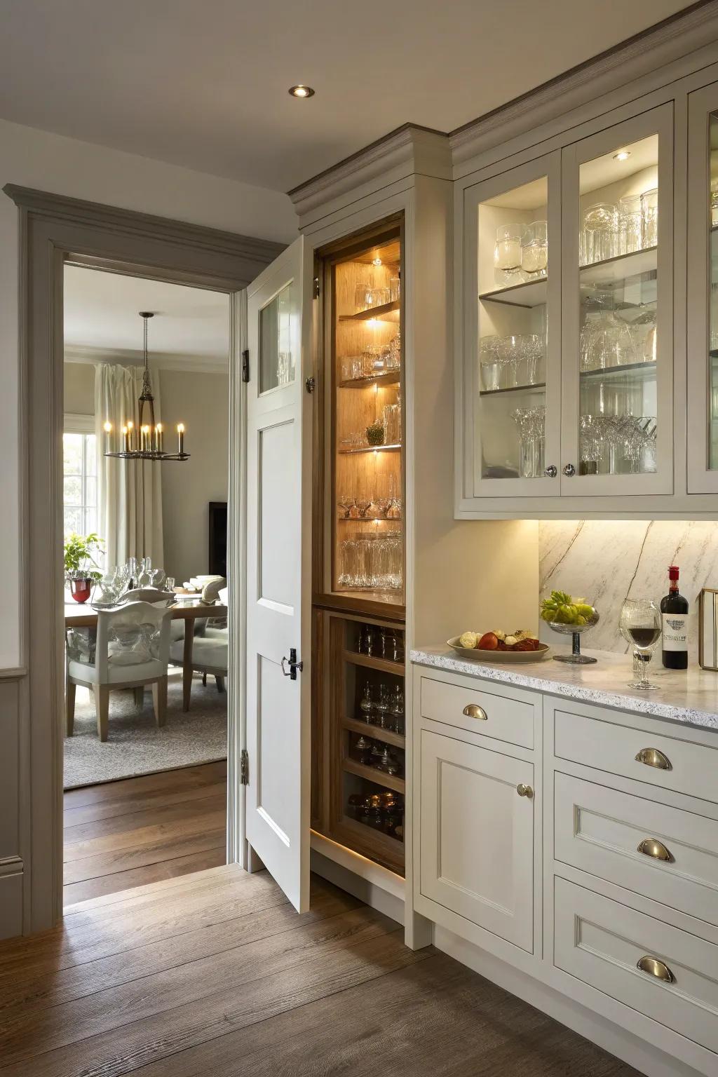 A secondary cabinet provides additional storage in shared spaces.